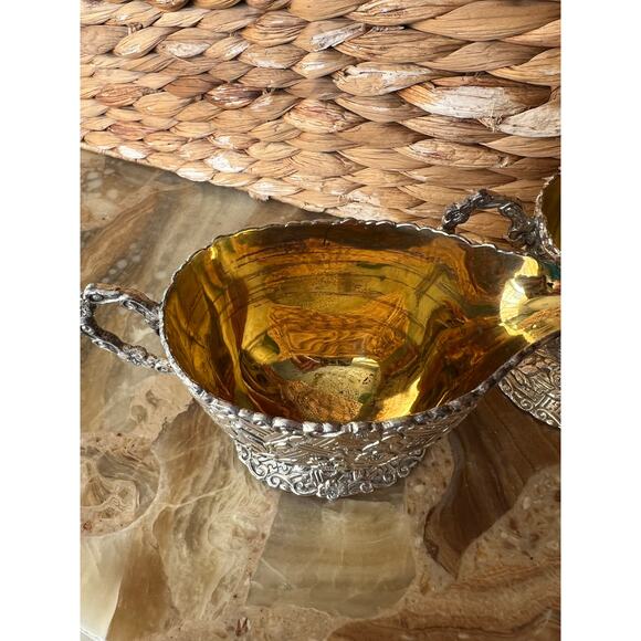 Japanese vintage silver-plated sugar bowl and creamer. - Picture 9 of 10